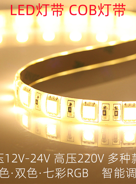LED灯带12-24V低压COB七彩RGB双色变色调光 高压220V贴片线性灯条