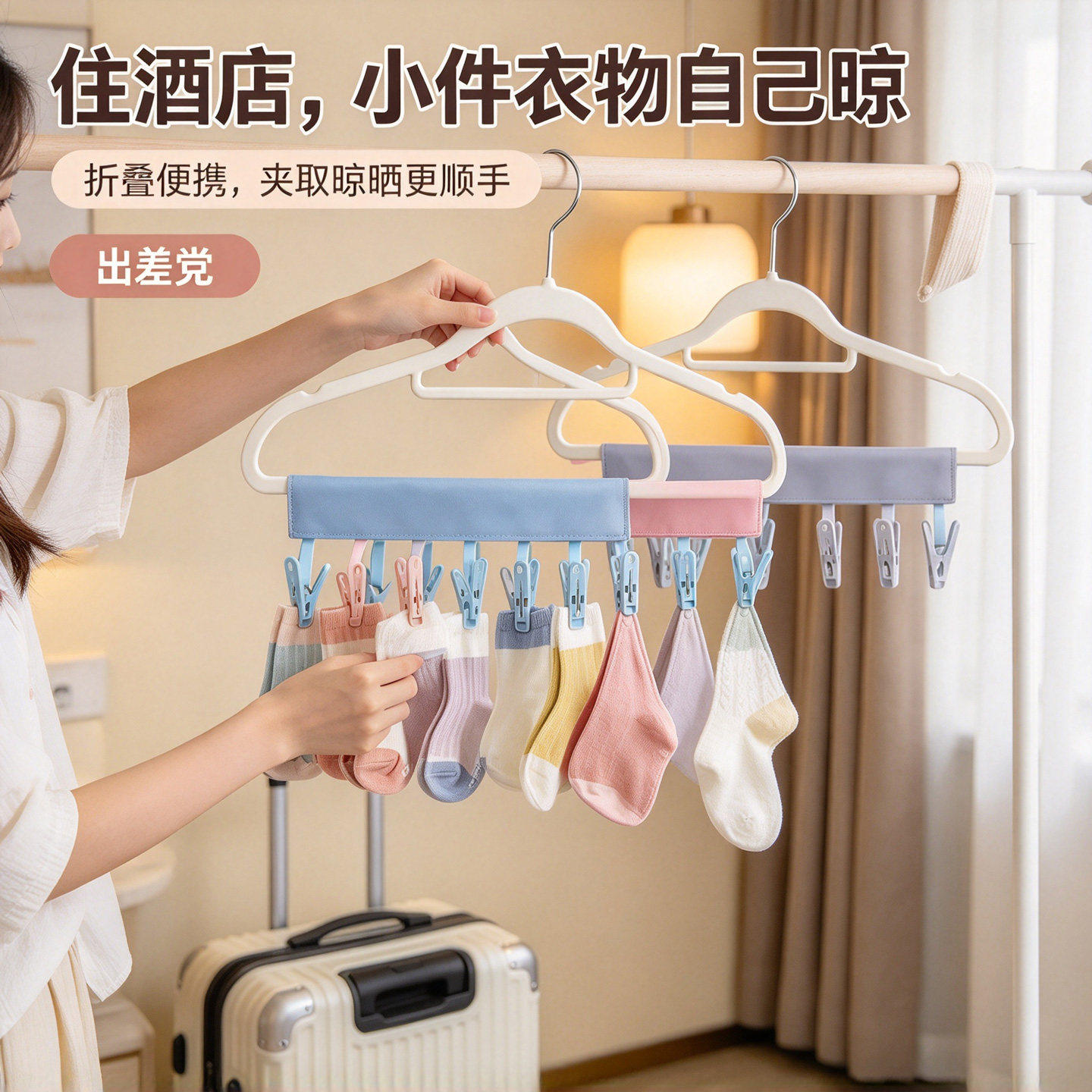 便携式布艺折叠衣架衣服挂架