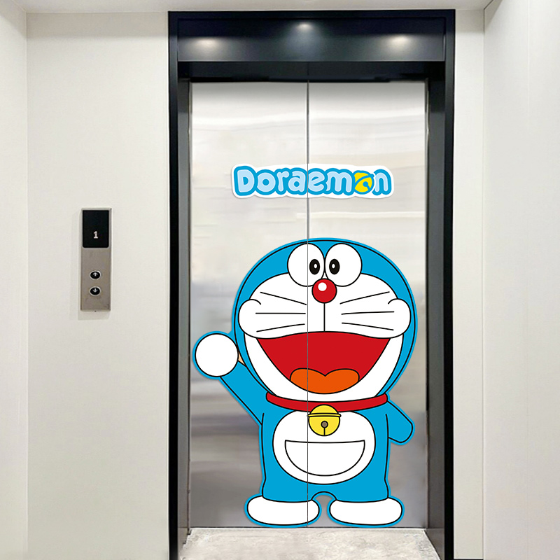 机器猫电梯门贴纸磁吸装饰画