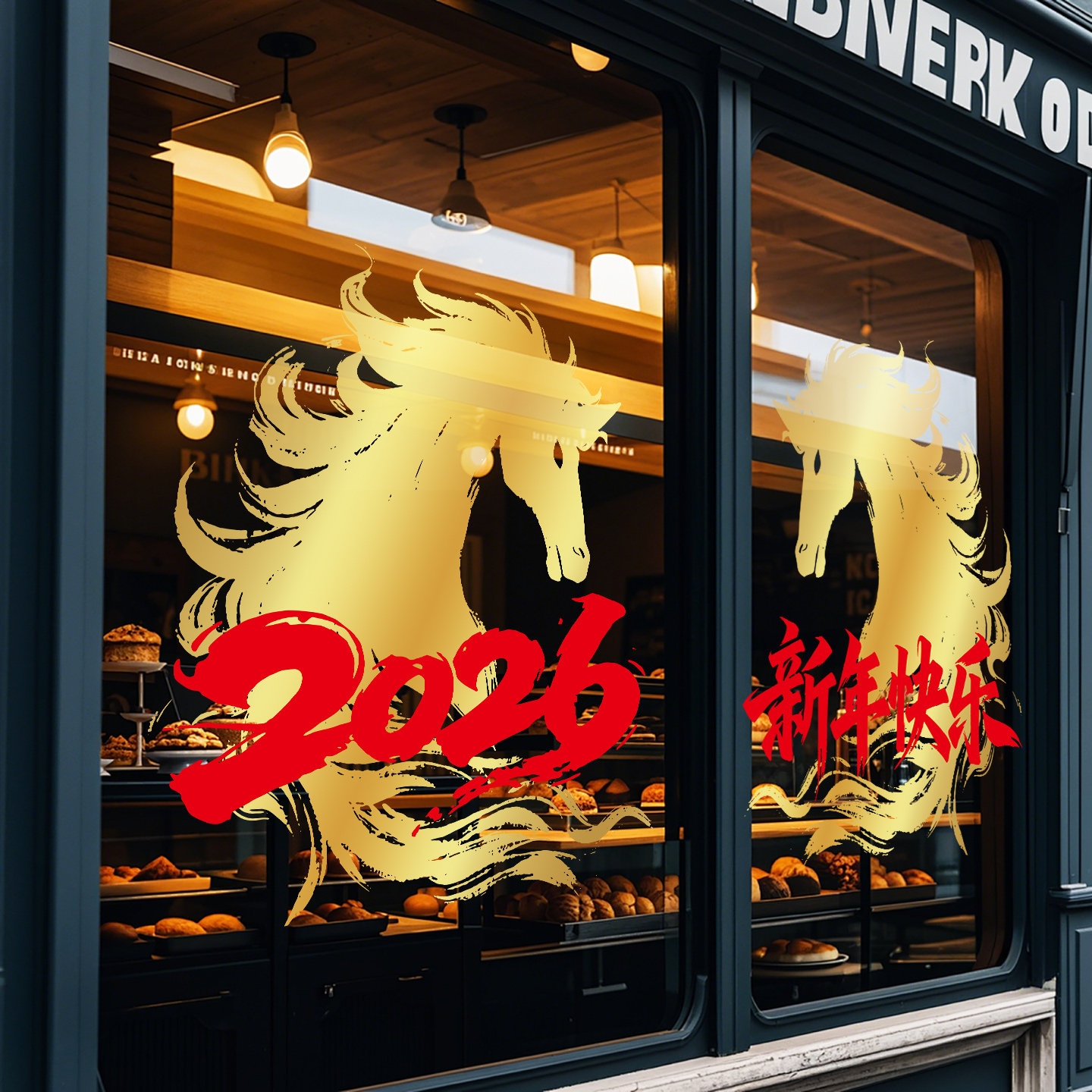 新年迎新氛围布置玻璃贴2026马年过年高级感静电窗花精品福字门贴,家居饰品,门贴,淘宝优惠券,粉丝福利购,淘宝优惠卷