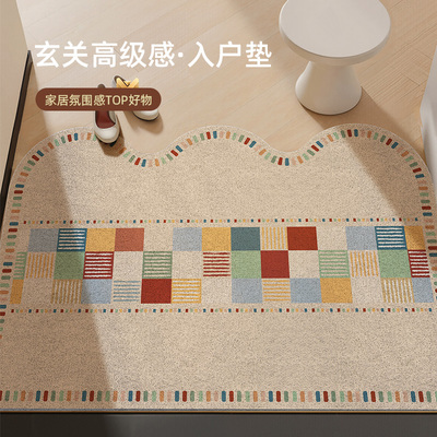 丝圈入户门地垫家用玄关免洗脚垫地毯门口进门耐脏防滑垫子可裁剪