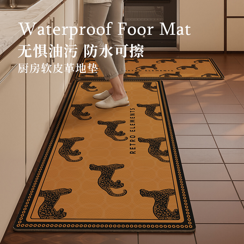 法式复古厨房地垫防滑防油可擦免洗家用厨房专用地毯脚垫子可裁剪