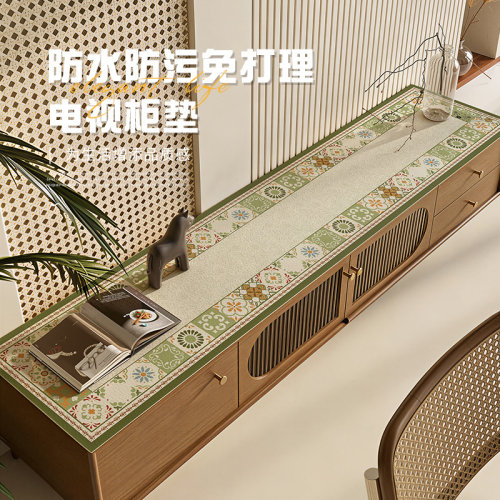 美式电视柜桌垫桌布防水防油免洗防烫餐边柜鞋柜酒柜桌面保护垫子 - 封面