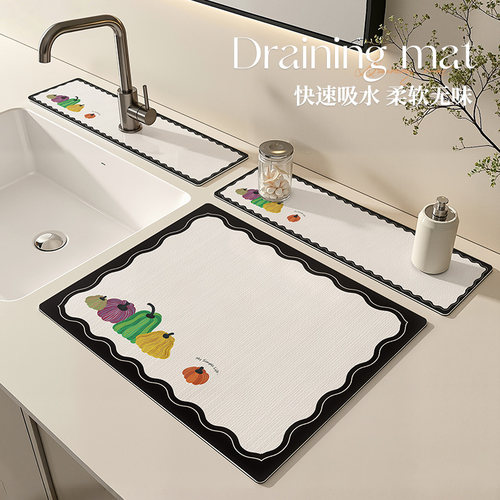 厨房台面沥水垫水池吧台灶台台面防烫耐高温高颜值软硅藻泥垫子
