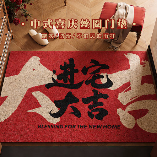 地垫入户门垫2026新款马年红色丝圈耐脏大门口脚踏垫门外玄关地毯