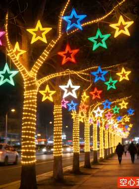 树挂小灯笼接电新年树灯彩灯满天星led灯户外缠树灯串灯五角星灯