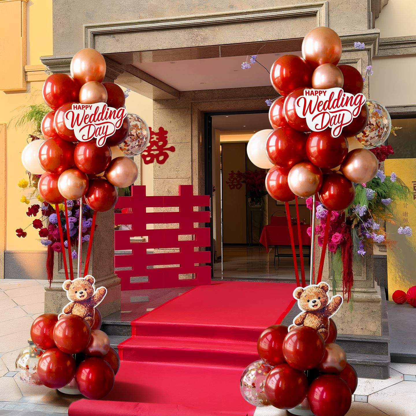 庭院结婚布置地飘路引kt板迎宾