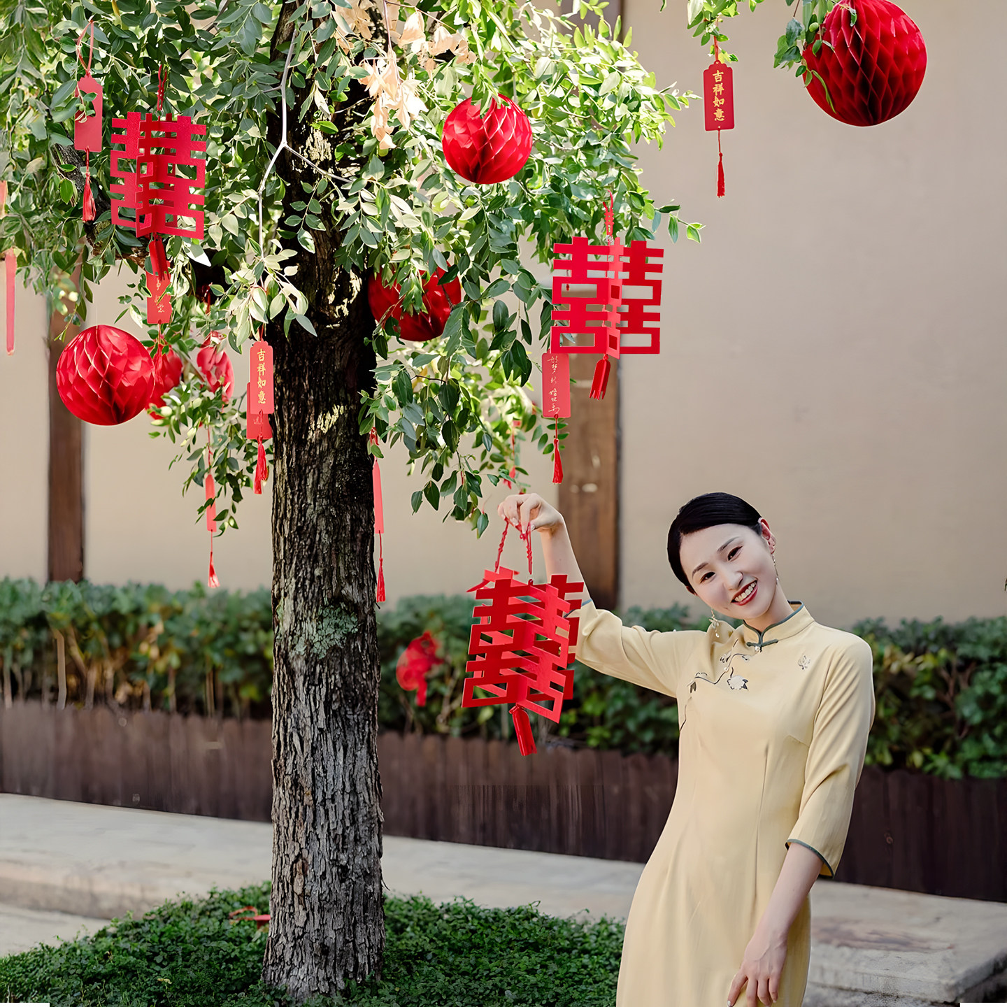 农村院子树上灯笼结婚装饰喜字挂饰新房挂件喜庆用品户外绿植气球,节庆用品/礼品,拉花,淘宝优惠券,粉丝福利购,淘宝优惠卷