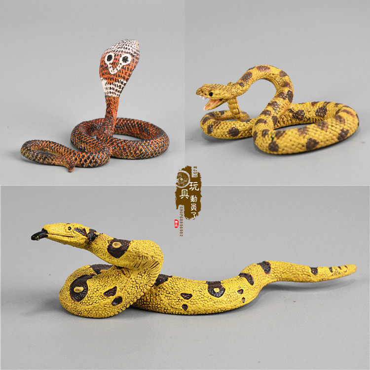 仿真动物微缩模型 响尾蛇大蟒蛇眼镜蛇热带雨林场景道具装饰玩具