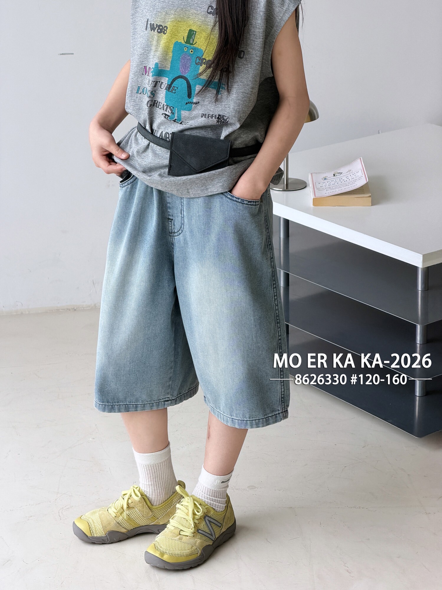 2026年新款摩尔咖咖夏季薄款裤子中大童薄中款牛仔中裤8626330
