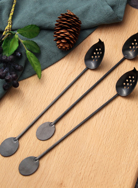 出口日本304不锈钢过滤吧台勺鸡尾酒吧匙Bar Spoon水果冰茶长捞勺