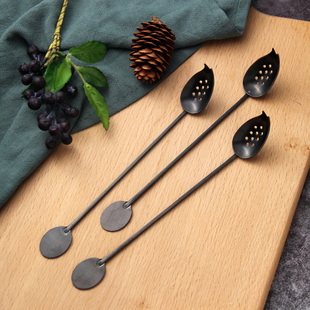 出口日本304不锈钢过滤吧台勺鸡尾酒吧匙Bar Spoon水果冰茶长捞勺