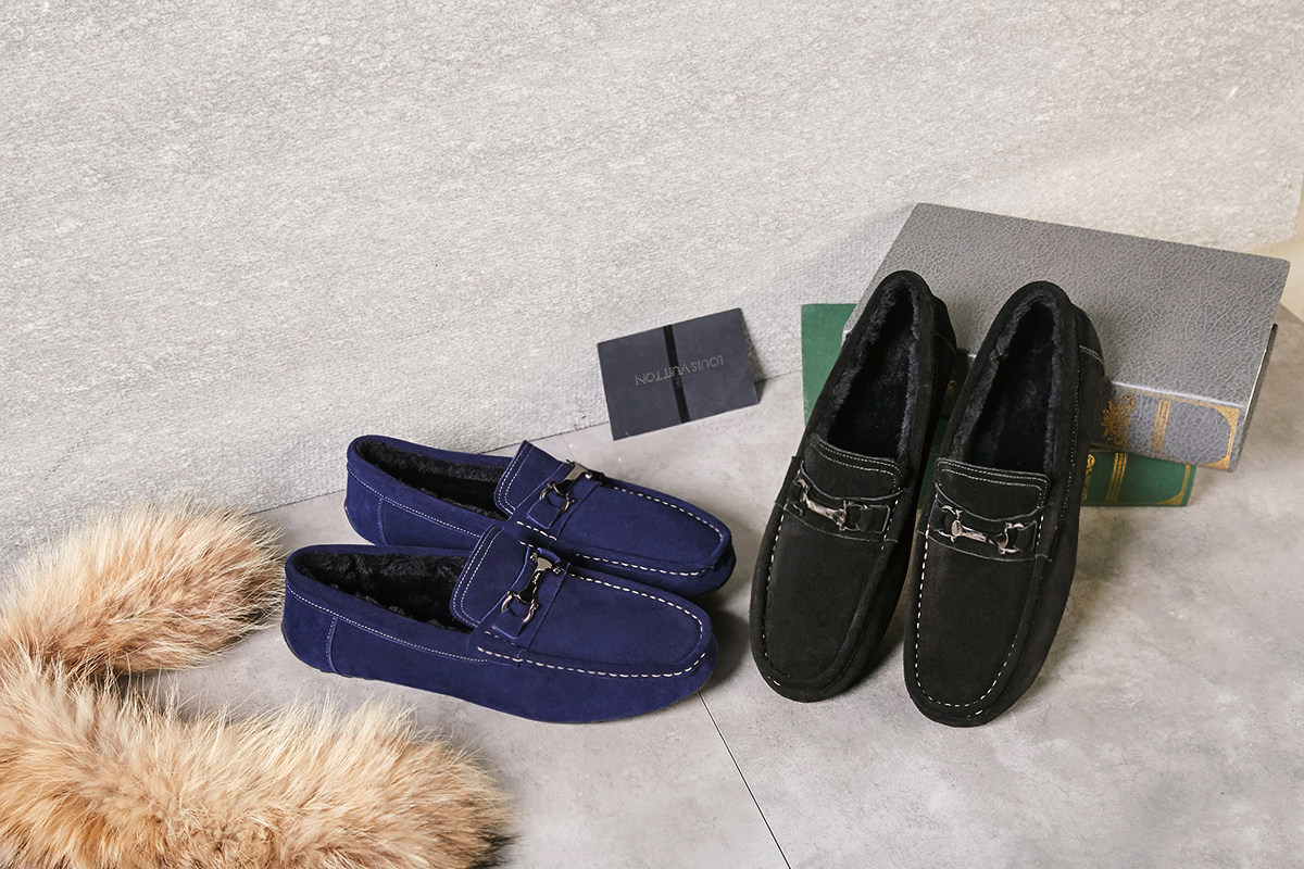 断码处理冬款大码男鞋加绒加厚47码48码磨砂豆豆鞋男