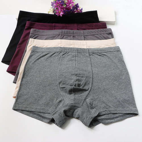 外贸中腰U凸纯棉男士平角内裤