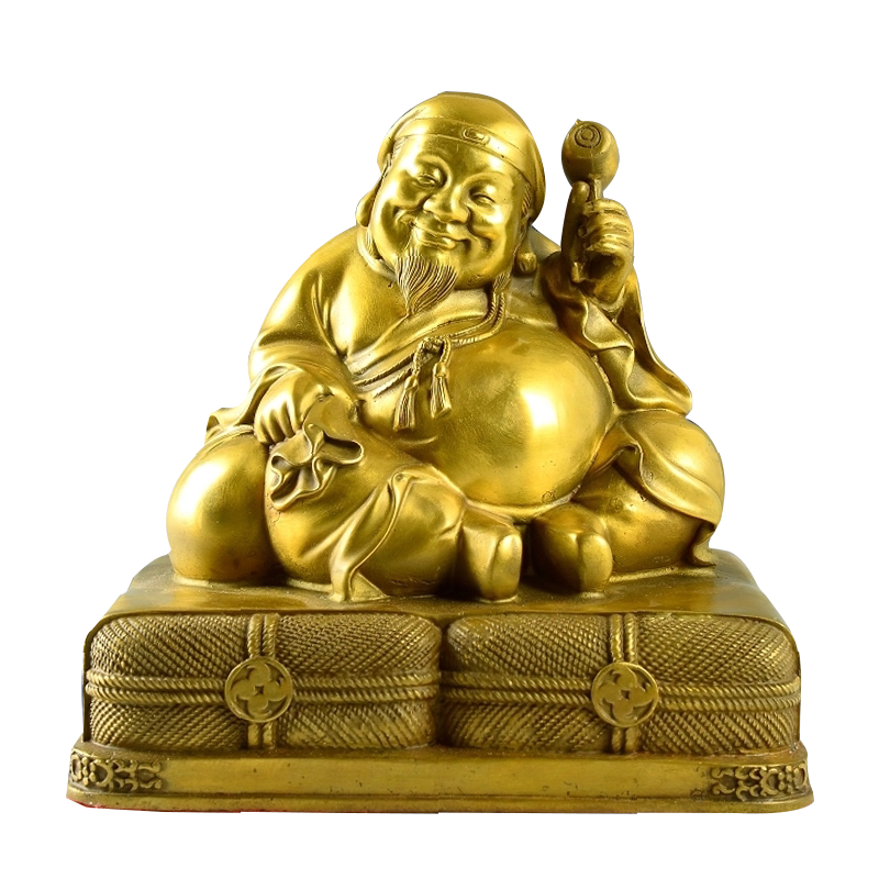 裕善缘正品三面大黑天黄铜摆件