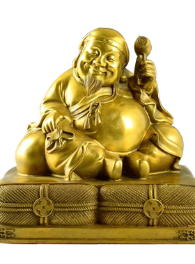 裕善缘正品三面大黑天黄铜摆件