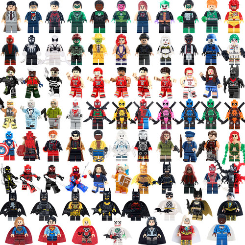 中国积木积木蜘蛛地狱男爵暴风女蝙蝠侠小丑绿灯美国队长人仔玩具