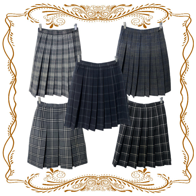 古着vintage日制JK复古风中古校供格子百褶裙超小码正版学院风