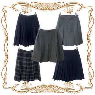 古着vintage日制JK复古风中古校供格子百褶裙超小码正版学院风