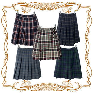 古着vintage日制JK复古风中古校供格子百褶裙超小码正版学院风