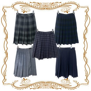 古着vintage日制JK复古风中古校供格子百褶裙超小码正版学院风