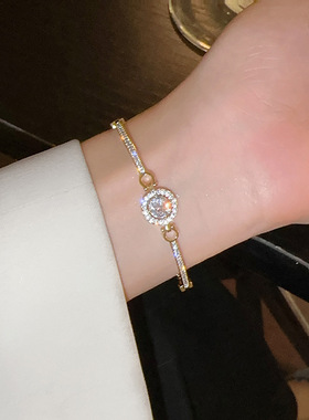 新款女超闪锆石满钻手链女轻奢精致手环高级感时尚半镯半链手饰品