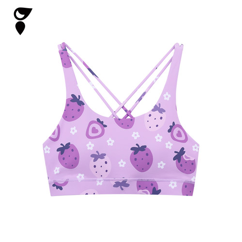 紫草莓运动训练透气吸汗交叉背心