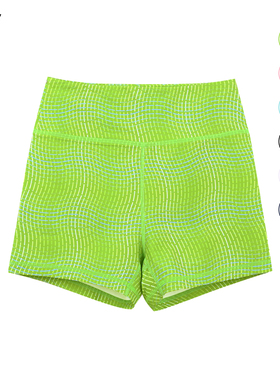 HARDSHIP｜绿波纹 健身瑜伽裤三分裤女 绿色条纹弹力高腰排汗短裤