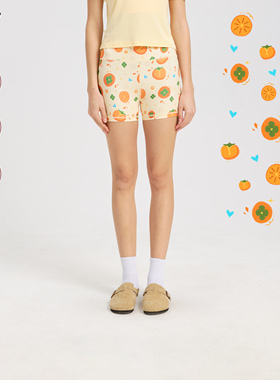 HARDSHIP丨柿子花 运动束腰显臀短裤 橙色多巴胺健身速干花花短裤