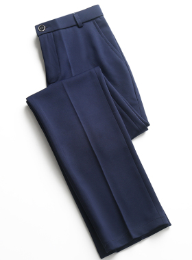 上班工作西装裤女垂感蓝色中腰显瘦职业直筒正装小个子春秋长裤