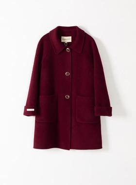 玛洛薇 M-72126 中长款双面呢大衣毛呢外套