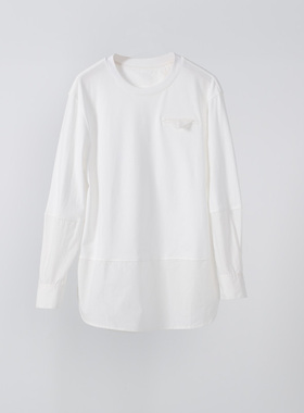 玛洛薇 M-11710 圆领长袖全棉衬衫T恤套头卫衣女