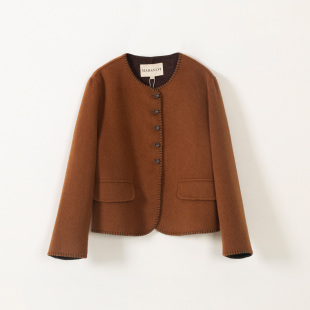 小香风圆领双面呢羊毛外套 72232 玛洛薇