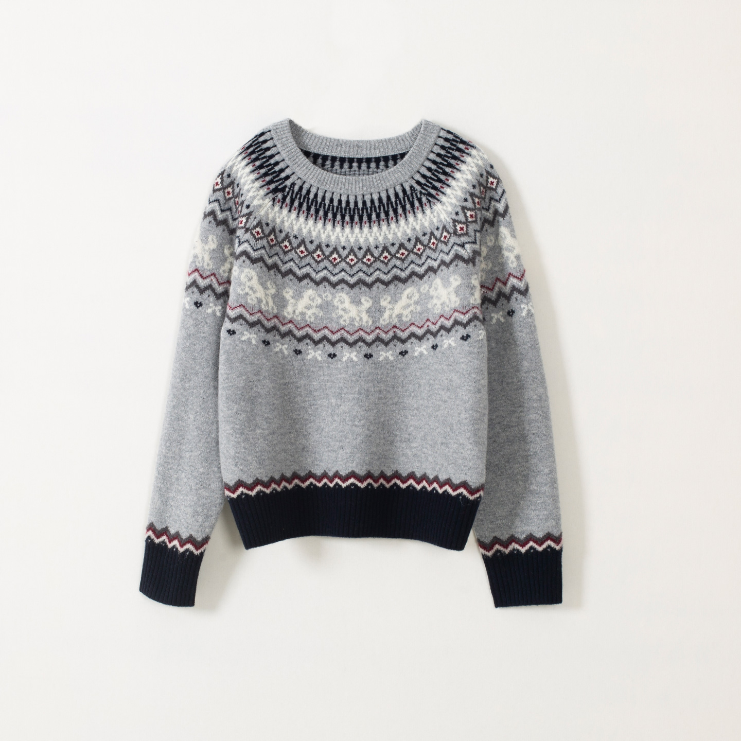 玛洛薇 M-36591 费尔岛风圆领套头毛衣羊毛针织衫