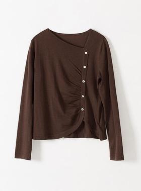 玛洛薇 M-36262 薄款斜襟设计套头针织衫