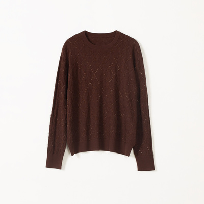 玛洛薇 M-36565 圆领长袖镂空羊毛针织衫