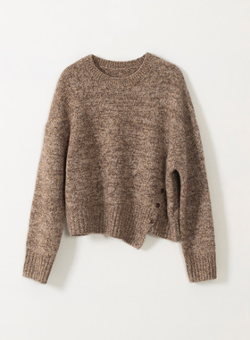 玛洛薇 M-36587 圆领长袖花纱针织毛衣羊绒衫