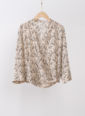 玛洛薇春夏新款7分袖桑蚕丝衬衫真丝上衣女11520