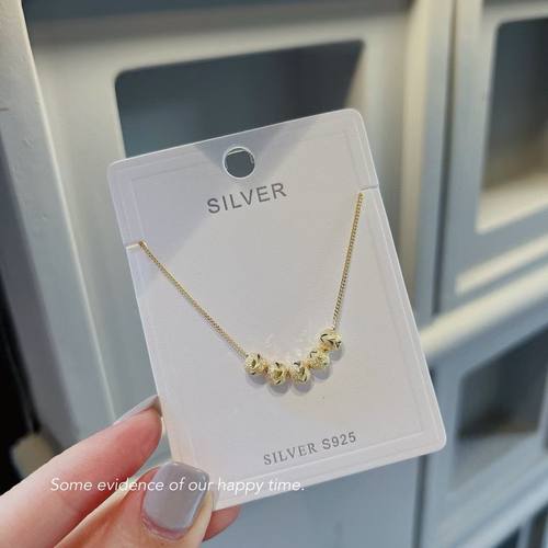 足银9999纯银五福临门转运珠项链女简约百搭送女友情人节生日礼物