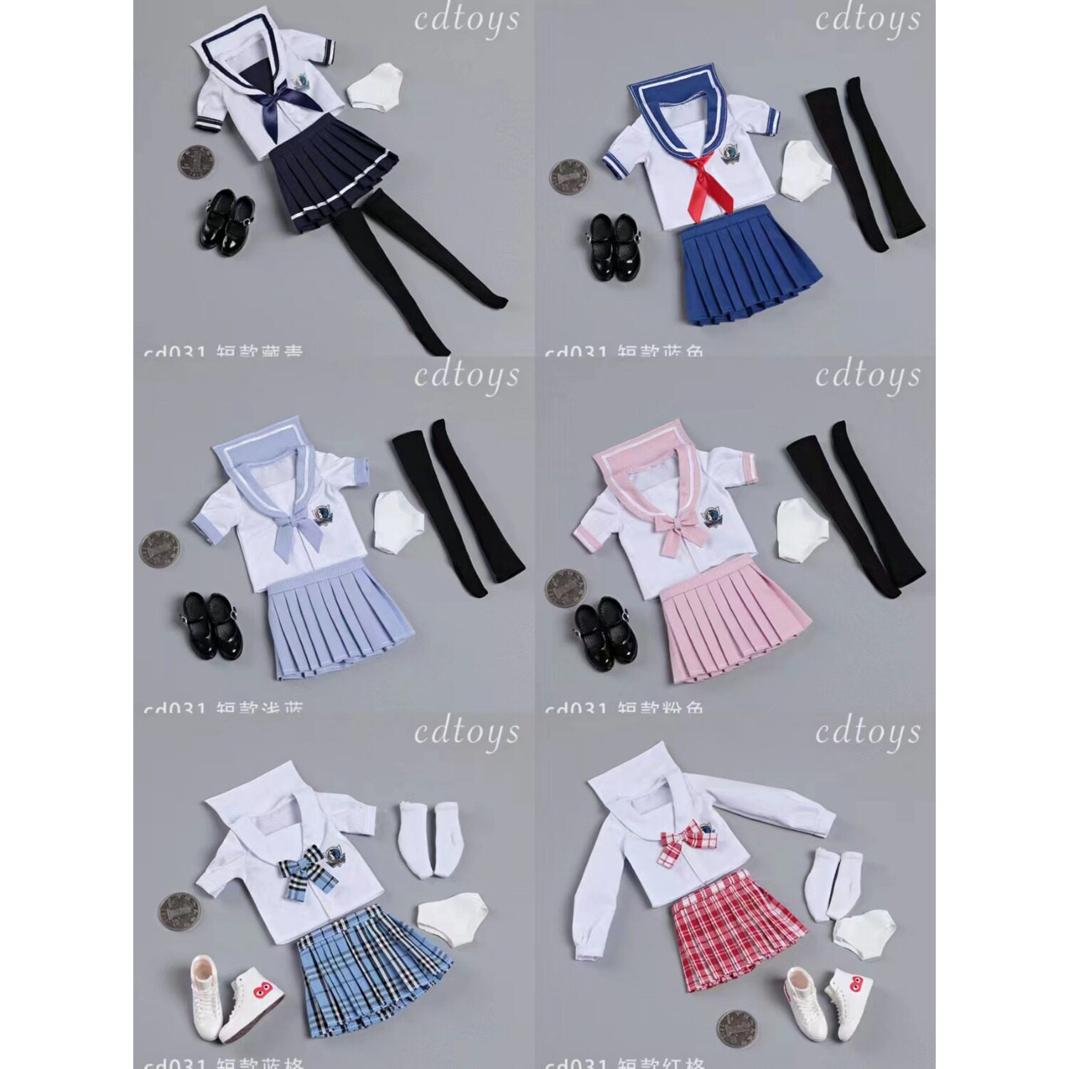 现货1/6女兵人水手服套装
