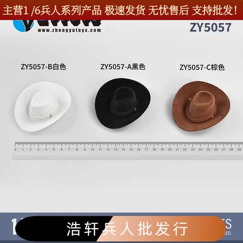 ZYTOYS ZY5057 1/6比例 12寸模型配件 经典款西部牛仔帽 3款可选