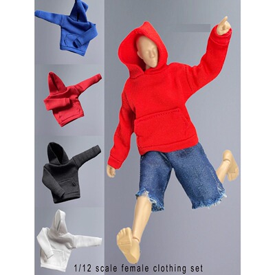 6寸模型人偶衣服1：12连帽卫衣