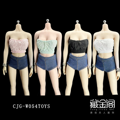 1/6兵人模型配件衣服12寸TBL包胶女素体褶皱裹胸抹胸背心CJG-054