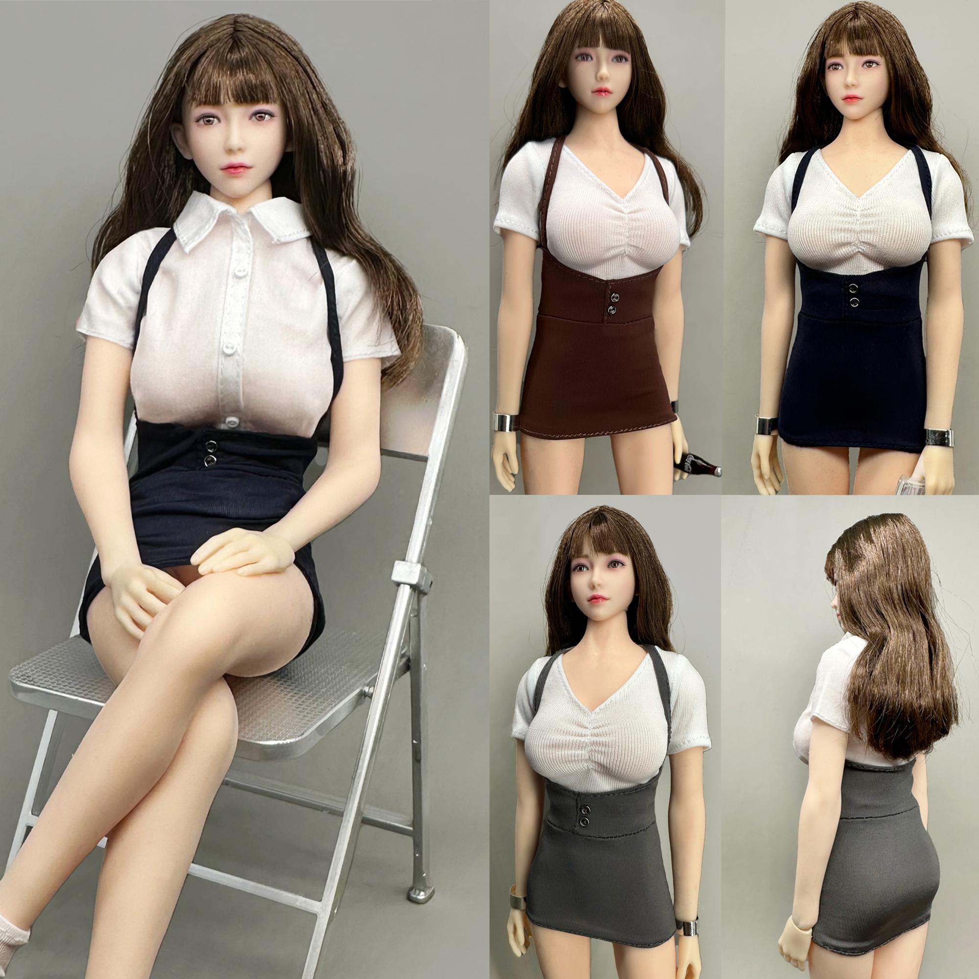 1/6女兵人偶衣服JK制服学生服衬衫背带裙两件套CJG-062图片