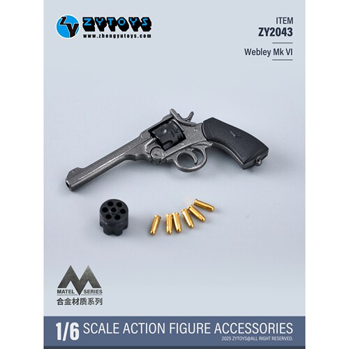ZYTOYS1/6合金 武器 手枪兵人手办模型 M9 M1911转伦Webley Mk VI