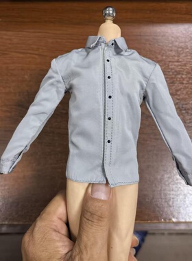 1/6男兵人用的衬衣衬衫衣服 PH JO HT素体可用 浅灰色长袖衬衣