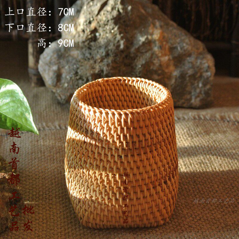 茶道越南圆底藤编茶具配件