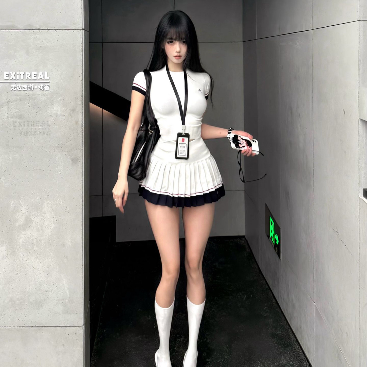 网球运动套装美式百褶裙学院风休闲羽毛球服高尔夫jk制服短裙套装