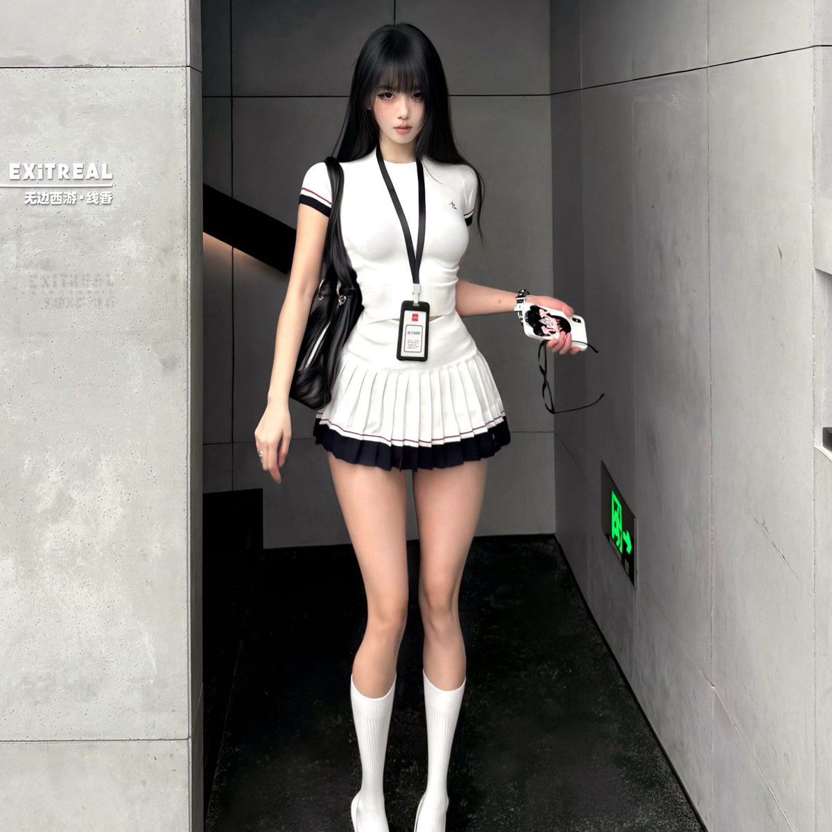 网球运动套装美式百褶裙学院风休闲羽毛球服高尔夫jk制服短裙套装