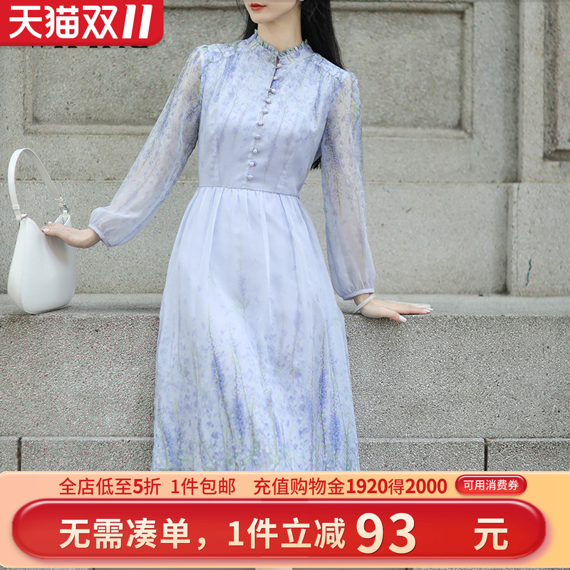 未风连衣裙雪纺定位花